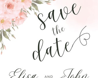 Save The Date Template, Pink Digital Save the Date Digital Download, Smartphone, Pink Template, Editable