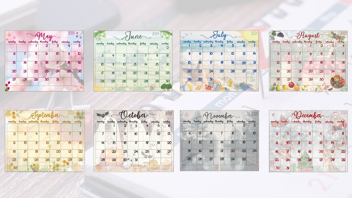 EDITABLE Monthly Calendar 2024, 12 Fillable Monthly Planner, Cute ...