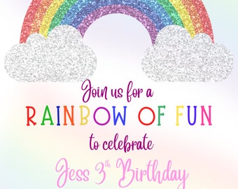Rainbow Birthday Invitation, Editable Girls Party (PDF)