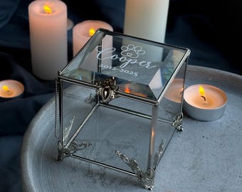 Pet Memorial Glass Keepsake Box – Personalized Storage for Ashes, Photos & Memories | Pet Loss Gift, Dog Cat Remembrance, Sympathy Gift