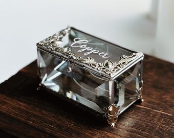 Personalized Beveled Glass Keepsake Box, Pet Memorial Whisker Box