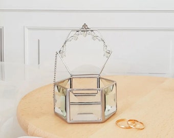 Glass Wedding ring box Engagement Ring Box Geometric ring box for Wedding ring Gift for her Glass box Minimalism ring box