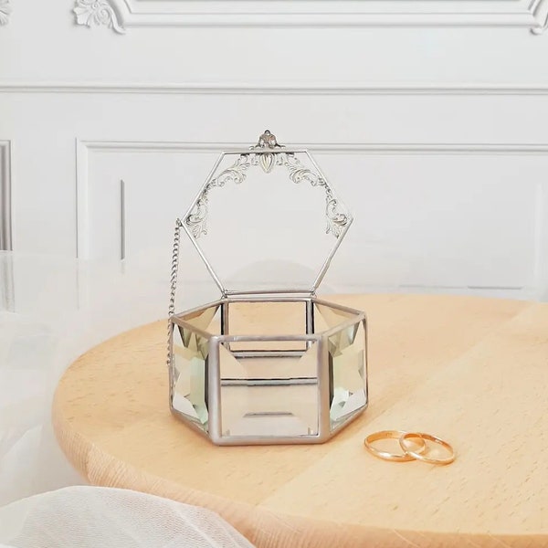 Glass Wedding ring box Engagement Ring Box Geometric ring box for Wedding ring Gift for her Glass box Minimalism ring box