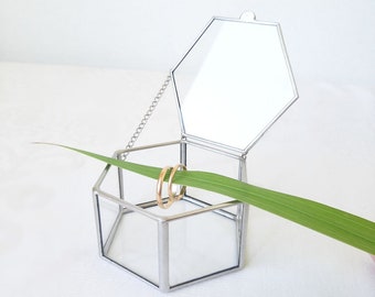 Engagement Wedding Ring Box, Geometric Ring Box, Clear Ring Stand, Hexagon Glass Ring Box. Jewelry Box, Minimalism Ring Box