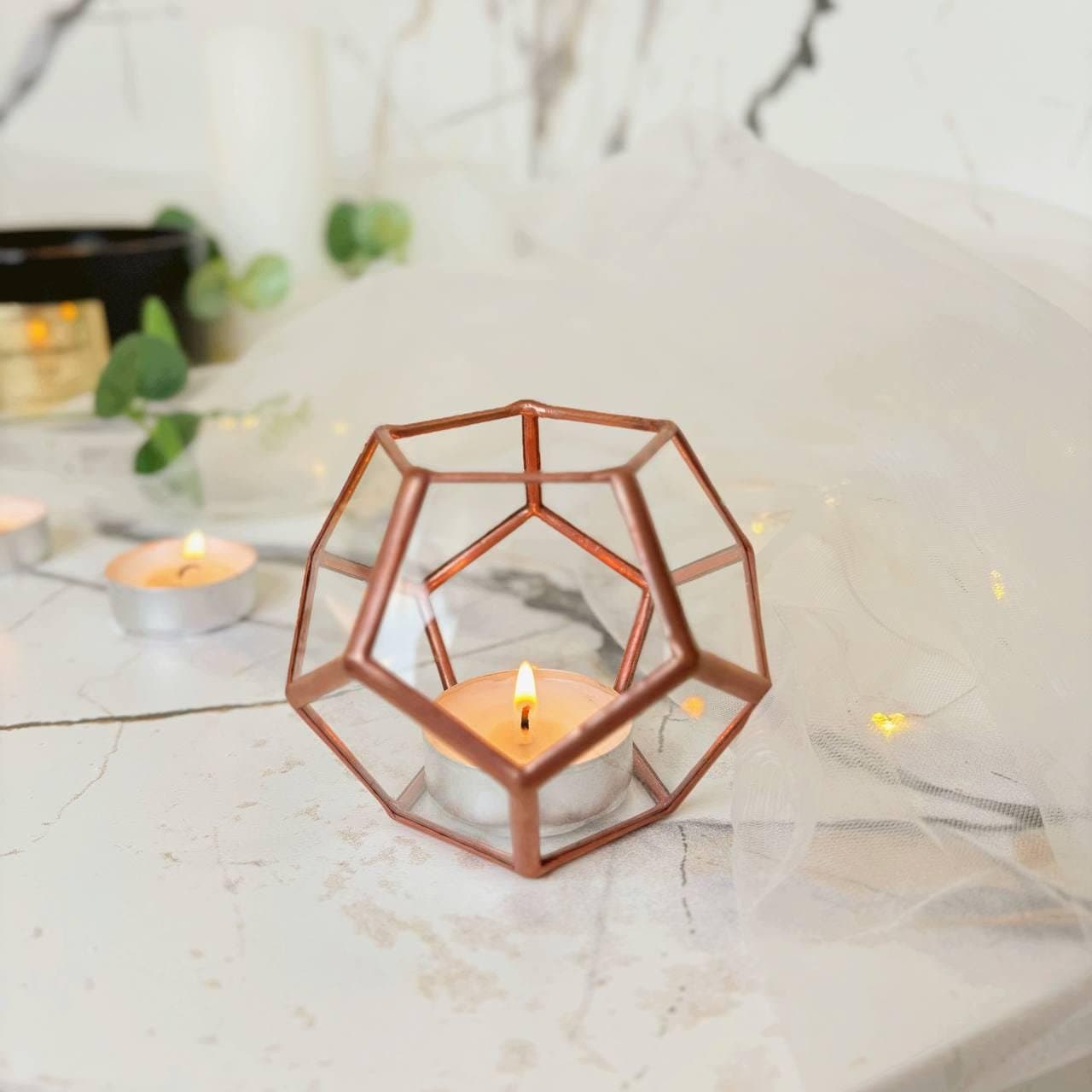 Geometric Glass Tealight Holder