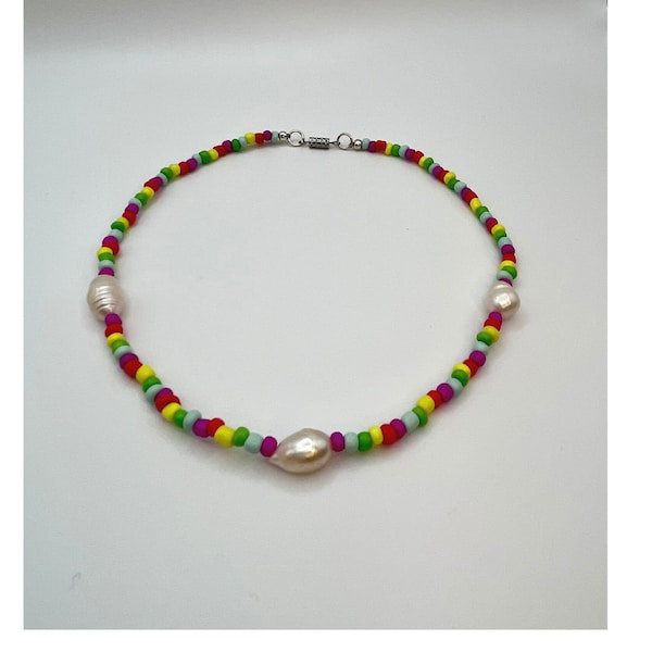 regalo para mamá, choker de perlas, collar perlas barrocas, collar aesthetic, collar hombre, collar mujer, collar de playa, collar cristal