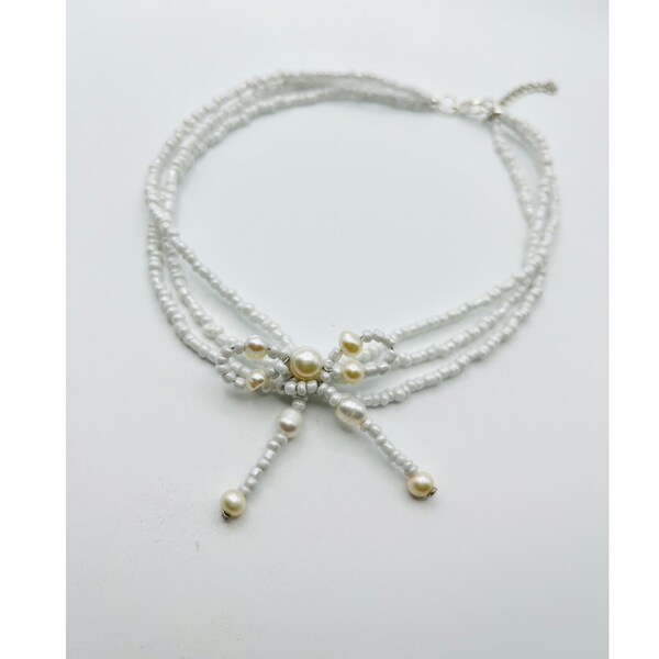 regalo san Valentín, regalo para ella, joyas de novia, collar de perlas, choker pearl necklace, gargantilla de lazo