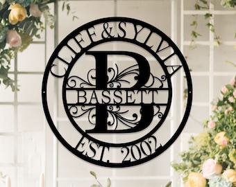 Personalized Family Name Metal Sign, Last Name Sign, Initial, Metal Monogram, Door Hanger, Housewarming Gift, Wedding Monogram, Wall Decor