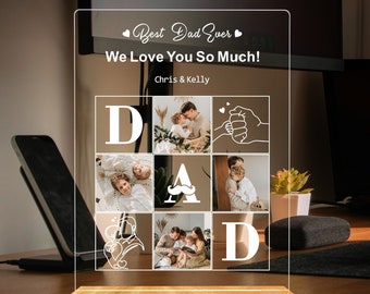 Personalized Photo Lamp Night Light, Fathers Day Gifts, Personalized Gifts, Bedroom Night Light,Gift for Dad,Best Dad Ever,Custom Name Light