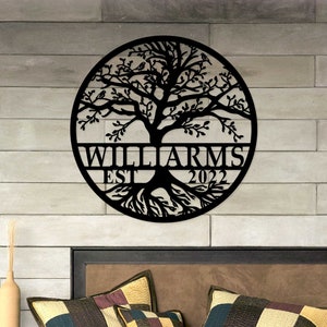 Personalized Tree of Life Metal Signs, Custom Metal Sign, Family Name Sign, Metal Wall Art, Last Name Sign,Outdoor Wall Decor,Metal Wall Art
