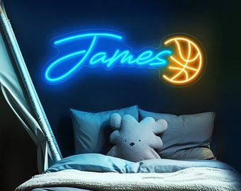 Custom Basketball Neon Sign, Custom Name Neon Sign for Kids, Basketball Player Gifts,Bedroom Neon Kids Room Decor,Basketball Sign Wall Decor