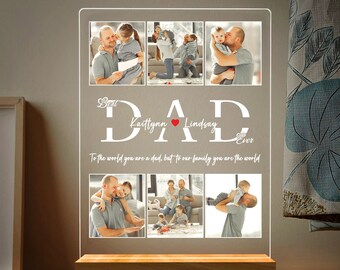 Personalized Photo Night Light, Fathers Day Gifts, Personalized Gifts, Bedroom Night Light,Gift for Dad,Best Dad Ever,Custom Name Light