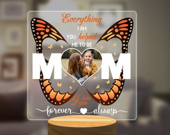 Personalized Photo Lamp Night Light, Personalized Gifts, Mothers Day Gifts, Bedroom Night Light, Birthday Gifts, Best Mom Ever, Wall Art