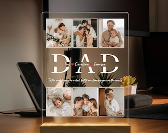 Personalized Photo Night Light, Fathers Day Gifts, Personalized Gifts, Bedroom Night Light,Gift for Dad,Best Dad Ever,Custom Name Light