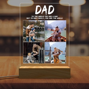 Personalized Photo Night Light, Fathers Day Gifts, Personalized Gifts, Bedroom Night Light, Gift for Dad, Best Dad Ever, Custom Name Light