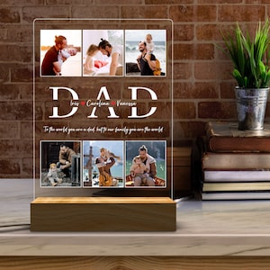 Personalisiertes Foto-Nachtlicht, Vatertagsgeschenke, personalisierte Geschenke, Schlafzimmer-Nachtlicht, Geschenk für Papa, bester Vater aller Zeiten, benutzerdefiniertes Namenslicht Bild 5