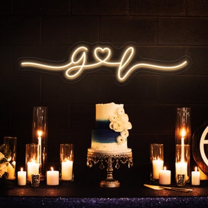 Custom Initials Neon Wedding Sign, Wedding Decor, Couple Initials LED Heart Neon, Personalized Wedding Initials Neon Sign, Anniversary Gifts