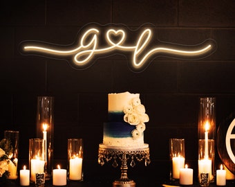 Custom Initials LED Heart Neon Wedding Sign, Personalized Couple Initials Wall Decor, Anniversary Gifts