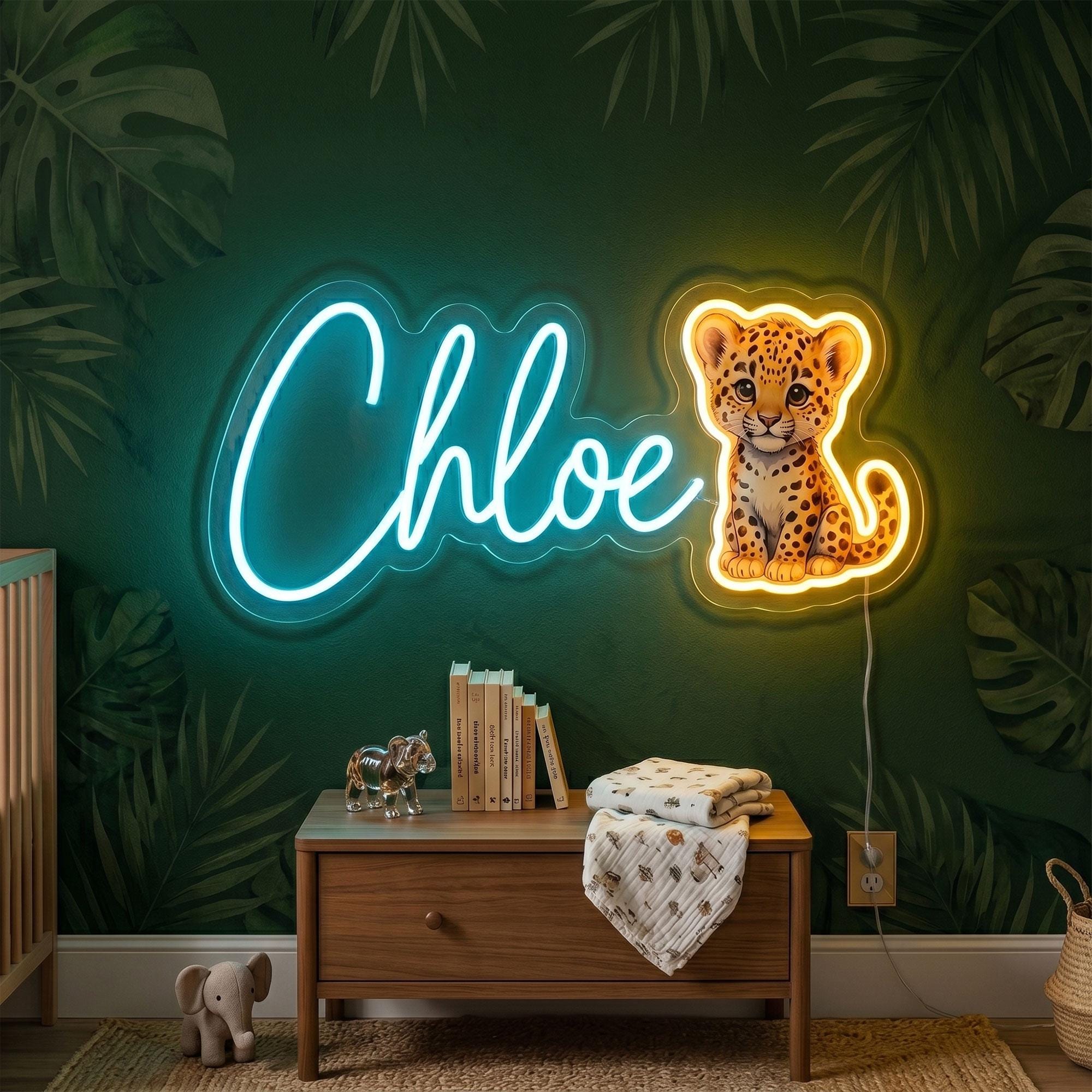 Custom Leopard Neon Sign With Name, Personalized Animal LED Light