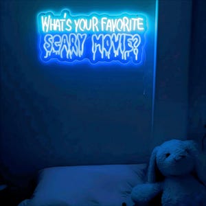 Enseigne néon films d'horreur préférés, décoration de chambre films d'horreur, cadeau films d'horreur, décoration thème film d'horreur, cadeau fans de films d'horreur image 3