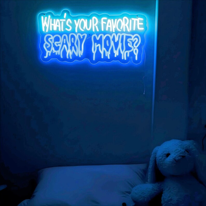 Enseigne néon films d'horreur préférés, décoration de chambre films d'horreur, cadeau films d'horreur, décoration thème film d'horreur, cadeau fans de films d'horreur image 3