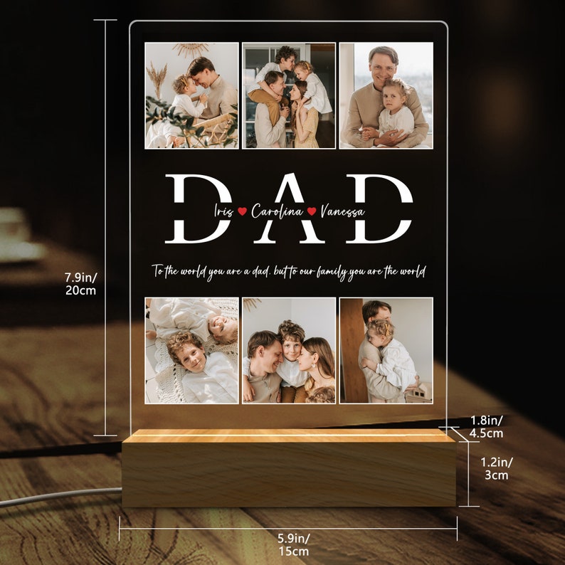 Personalisiertes Foto-Nachtlicht, Vatertagsgeschenke, personalisierte Geschenke, Schlafzimmer-Nachtlicht, Geschenk für Papa, bester Vater aller Zeiten, benutzerdefiniertes Namenslicht Bild 7