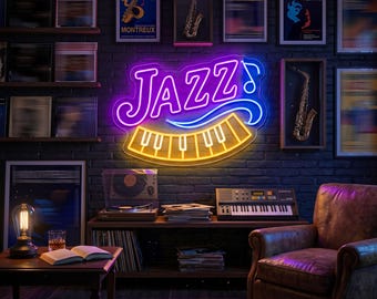 Custom Jazz Piano Neon Sign, Custom Colorful Music LED Light, Custom Jazz Club & Bar Wall Decor, Custom Musician Gift