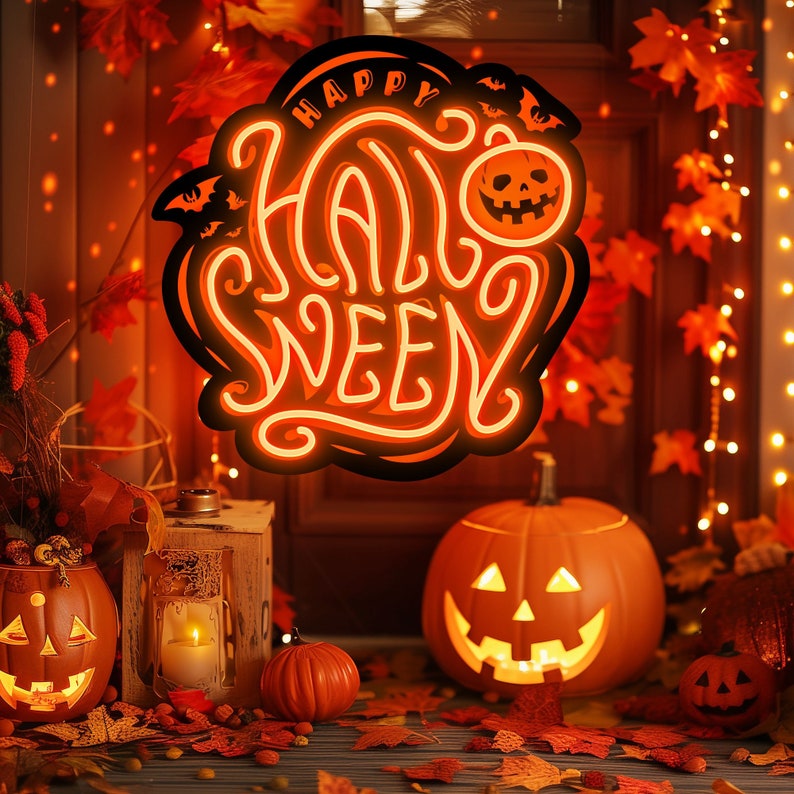 Halloween Neon Sign,HalloweentownDecor,Personalized Gifts,Halloween Party Favors,Halloween Decor, Pumpkin Neon Sign,Halloween Gift for Kid image 1