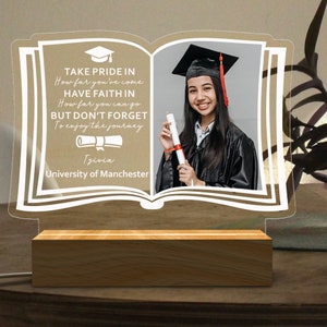 Lámpara de noche con foto personalizada, regalos de graduación, regalos personalizados, regalo de graduación de doctorado, luz de noche para dormitorio, regalos de graduación para ella
