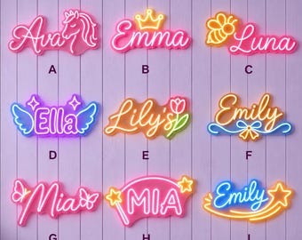 Custom Kids Neon Name Sign, Personalized LED Name Light for Nursery, Bedroom, Wall Decor, Unique Gift for Children, Birthdays, Baby Showers