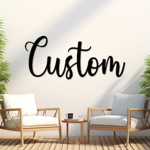Palavras de script de metal Haven personalizadas, decoração de parede personalizada, seu texto personalizado, placa de metal com script de nome personalizado, presente de inauguração de casa, arte de parede interna e externa