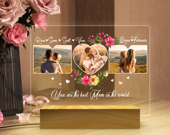 Personalized Photo Lamp Night Light, Mothers Day Gifts, Personalized Gifts,  Bedroom Night Light, Birthday Gifts, Best Mom Ever, Wall Art