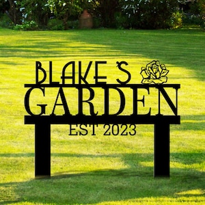 Personalized Metal Garden Sign With Stakes, Mothers Day Gift, Sign for Flower Beds, Custom Garden Signs, Gift for Grandmother, Garden Gift,