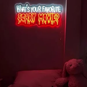 Enseigne néon films d'horreur préférés, décoration de chambre films d'horreur, cadeau films d'horreur, décoration thème film d'horreur, cadeau fans de films d'horreur image 4
