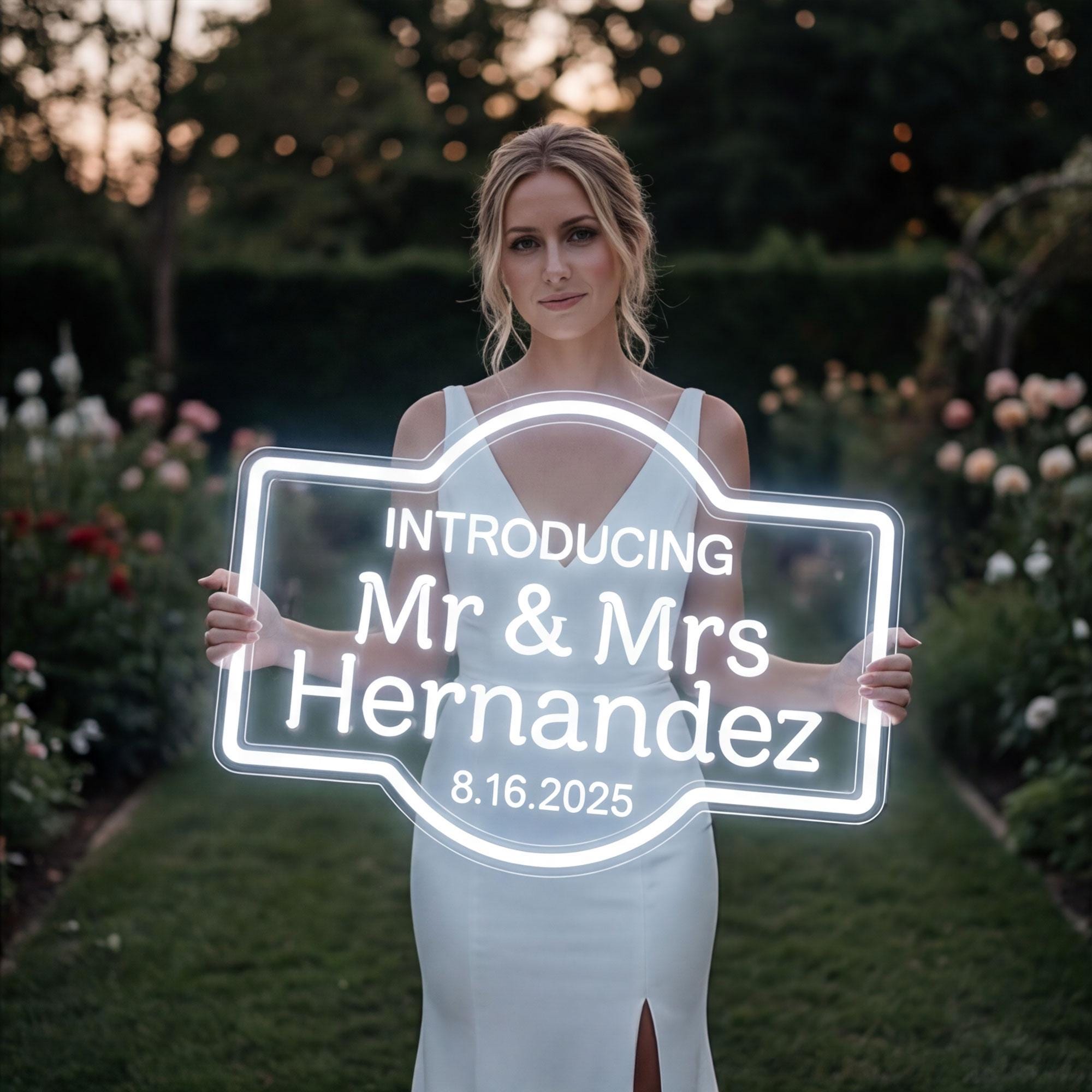 Custom Wedding Marquee Sign, Battery Operated LED Neon Light