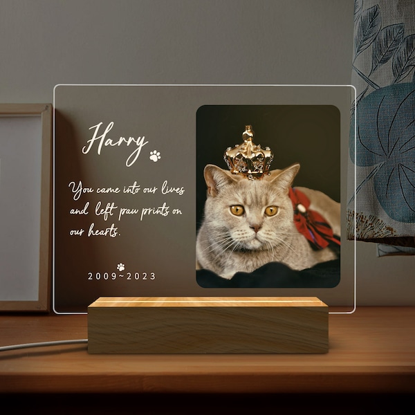 Personalized Photo Night Light, Pet Memorial Plaque, Personalized Gifts for Pet Loss, Sympathy Gift,Custom pet print,Pet Lover Gift,Pet Gift