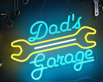 Personalized Dad's Garage,Theme Garage, Man Cave Decor,Dual Color LED Neon Sign, Custom Garage Sign,Personalized Workshop Sign,Gift for dad
