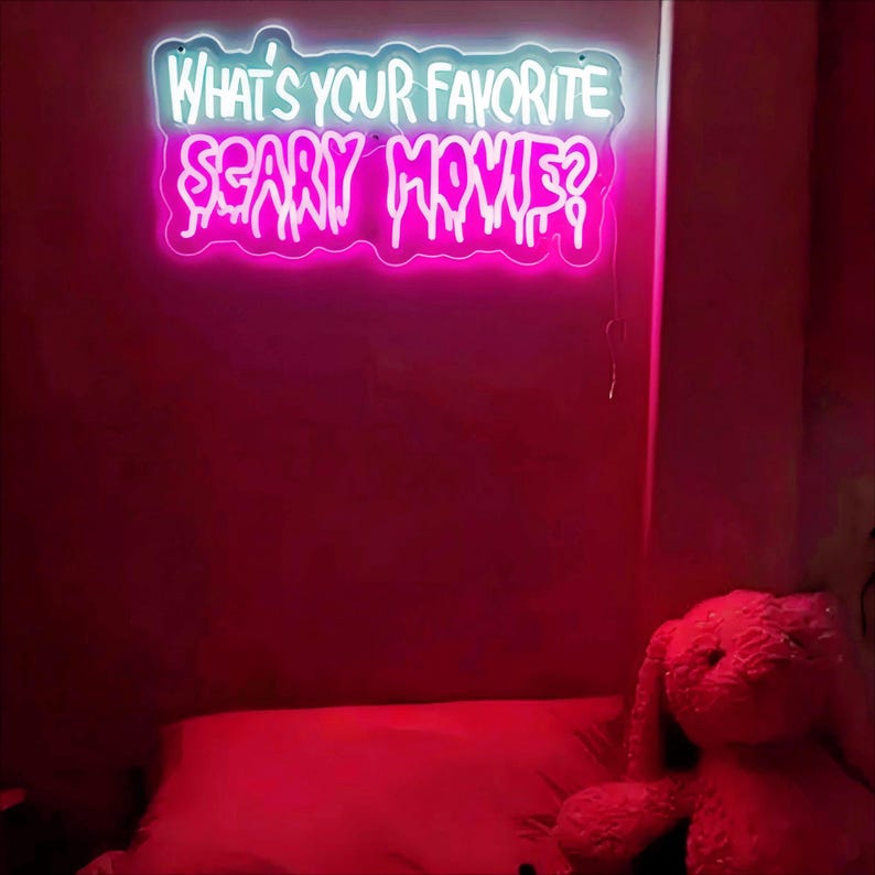 Enseigne néon films d'horreur préférés, décoration de chambre films d'horreur, cadeau films d'horreur, décoration thème film d'horreur, cadeau fans de films d'horreur image 2