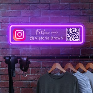 Anpassad skylt för sociala medier, bordsskylt med gamertagg, UV-neonskylt, bordsskylt med användarnamn, företagsskyltar, Instagram, Facebook