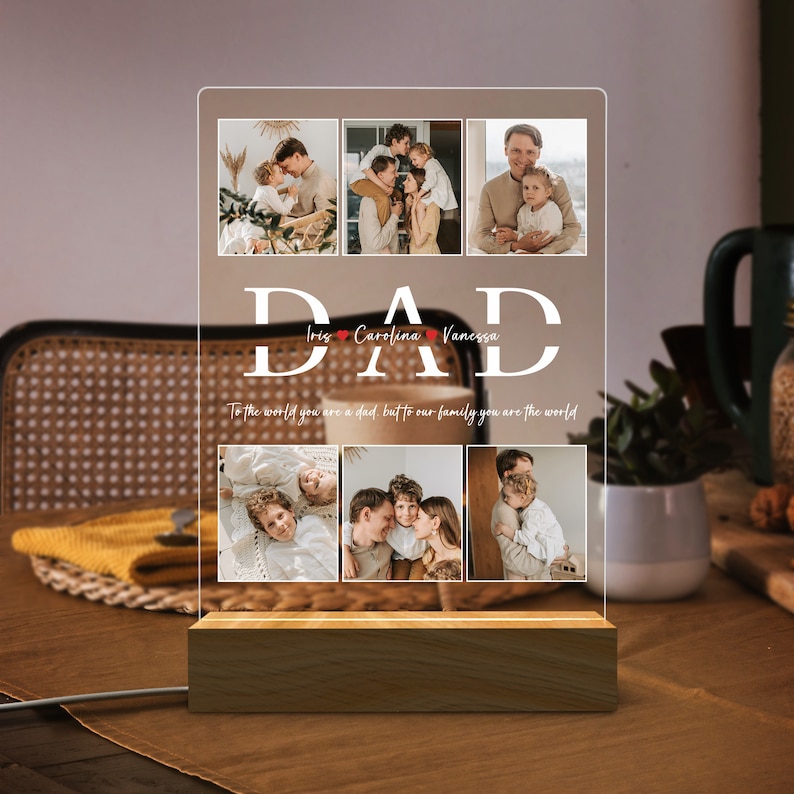 Personalisiertes Foto-Nachtlicht, Vatertagsgeschenke, personalisierte Geschenke, Schlafzimmer-Nachtlicht, Geschenk für Papa, bester Vater aller Zeiten, benutzerdefiniertes Namenslicht Bild 4