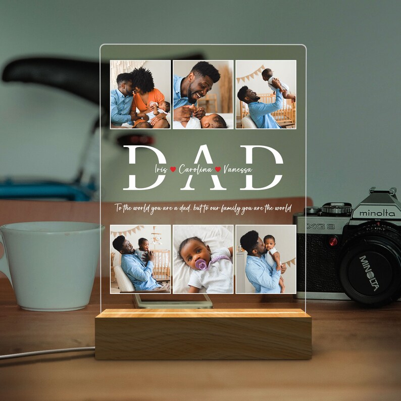 Personalisiertes Foto-Nachtlicht, Vatertagsgeschenke, personalisierte Geschenke, Schlafzimmer-Nachtlicht, Geschenk für Papa, bester Vater aller Zeiten, benutzerdefiniertes Namenslicht Bild 6