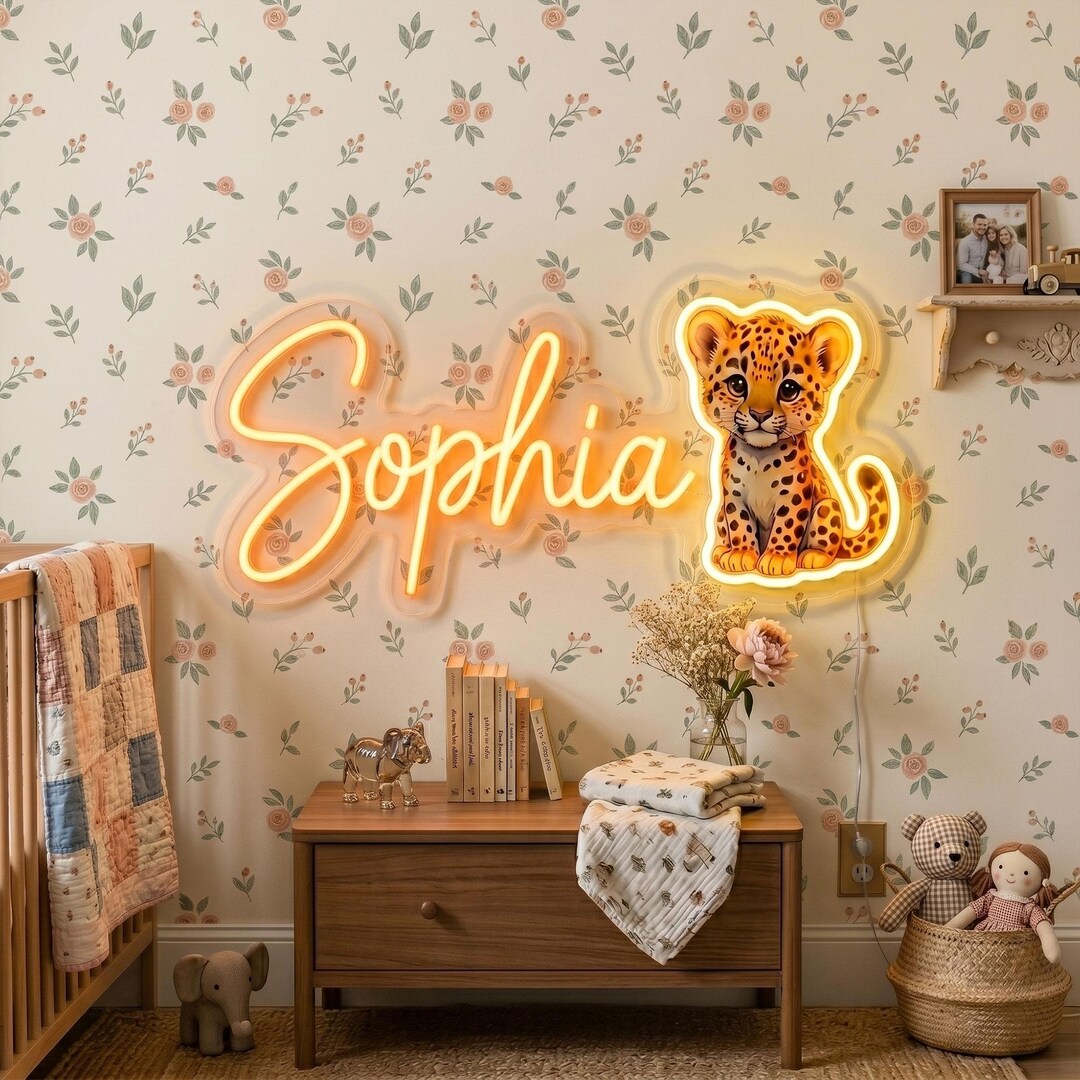 Custom Leopard Neon Sign With Name, Personalized Animal LED Light