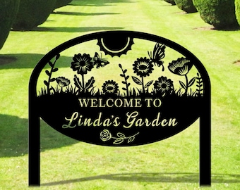 Personalized Metal Garden Sign With Stakes, Garden Sign Personalized, Custom Garden Signs, Gift for Grandmother, Home Decor, Birthday Gifts