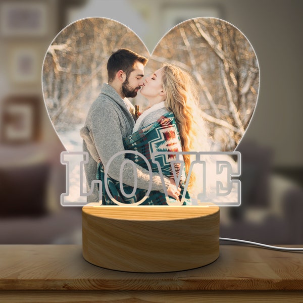 Benutzerdefinierte Foto Hochzeit LED Licht, personalisierte Geschenke, Verlobungsgeschenke, neu verlobte Geschenke, Geschenk für sie, Herzlampe, Valentinstaggeschenk
