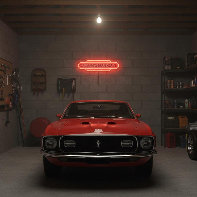 Personalized Car Themed LED Light, Custom Garage Lamp for Men, Man Cave ...