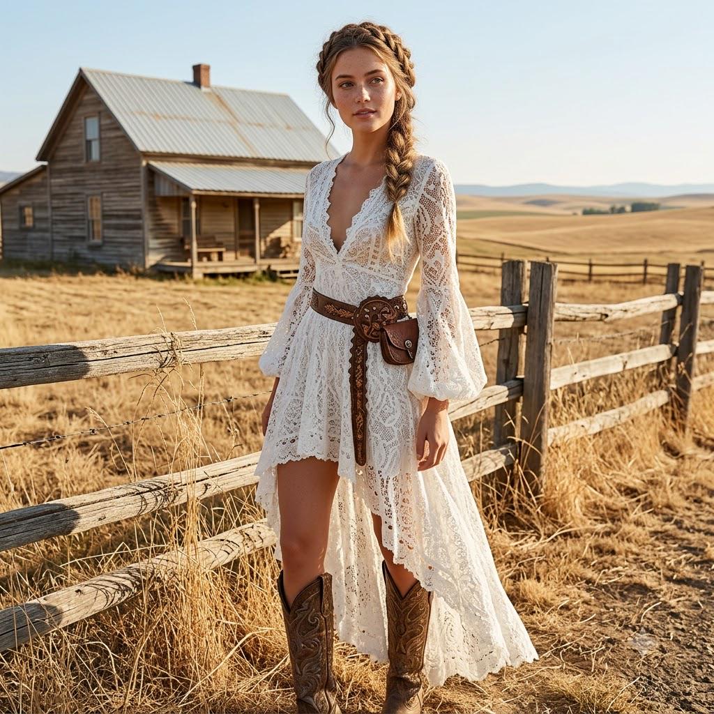 Asymmetrical Boho Lace Mini Dress