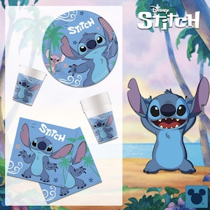 Stitch Party Supplies - Licensed by Procos | Stitch & Angel Mylar Balloon, Tableware, Birthday Decorations for Kids