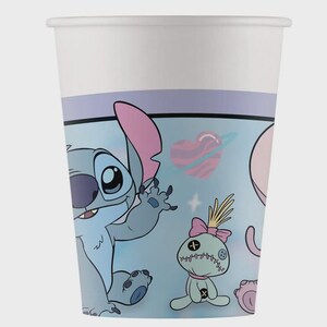 Lilo & Stitch Birthday Party Supplies Set | Stitch Balloons and Tableware | Birthday Decorations | Plates Cups Napkins Party Pack 1 x Paper Cups 8 pcs