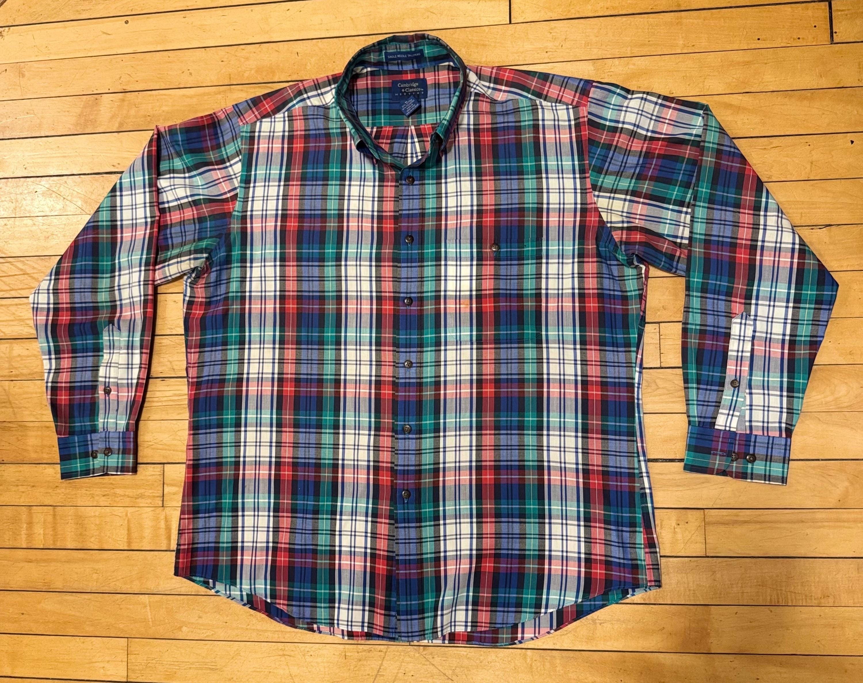Vintage 90s Plaid Oxford Shirt: Mervyns Cambridge Classics, Single Needle Tailoring Size Large
