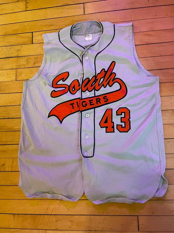 Vintage 80s Southland South Tigers Sleeveless Baseball Jersey Size 44